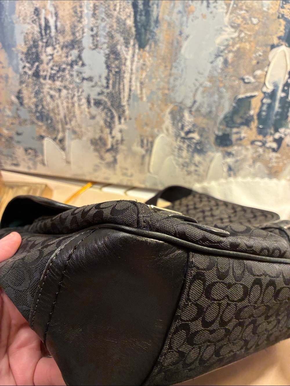 Genuine Coach Signature Jacquard Black Canvas Messenger Bag F70283  2011 - Picture 14 of 16